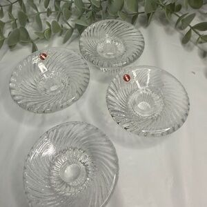 4 Iittala Finland Poppa Crystal Candle Holder  Glass Kokko Spiral